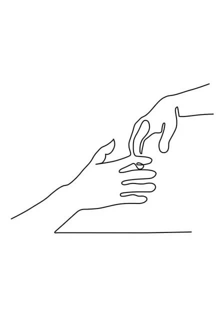 Abstract Line Drawing Family Hands Baby Wall Art