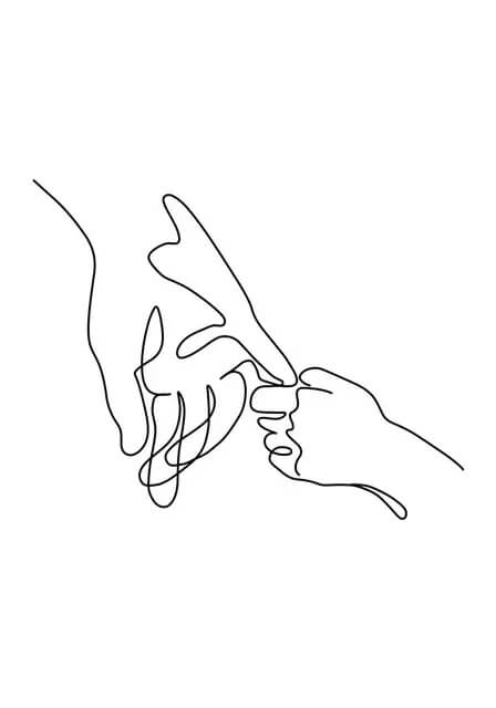 Abstract Line Drawing Family Hands Baby Wall Art