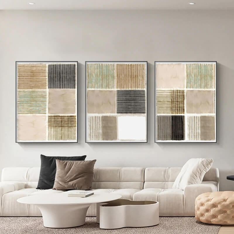 Abstract Minimalist Green Black Beige Brown Canvas Prints