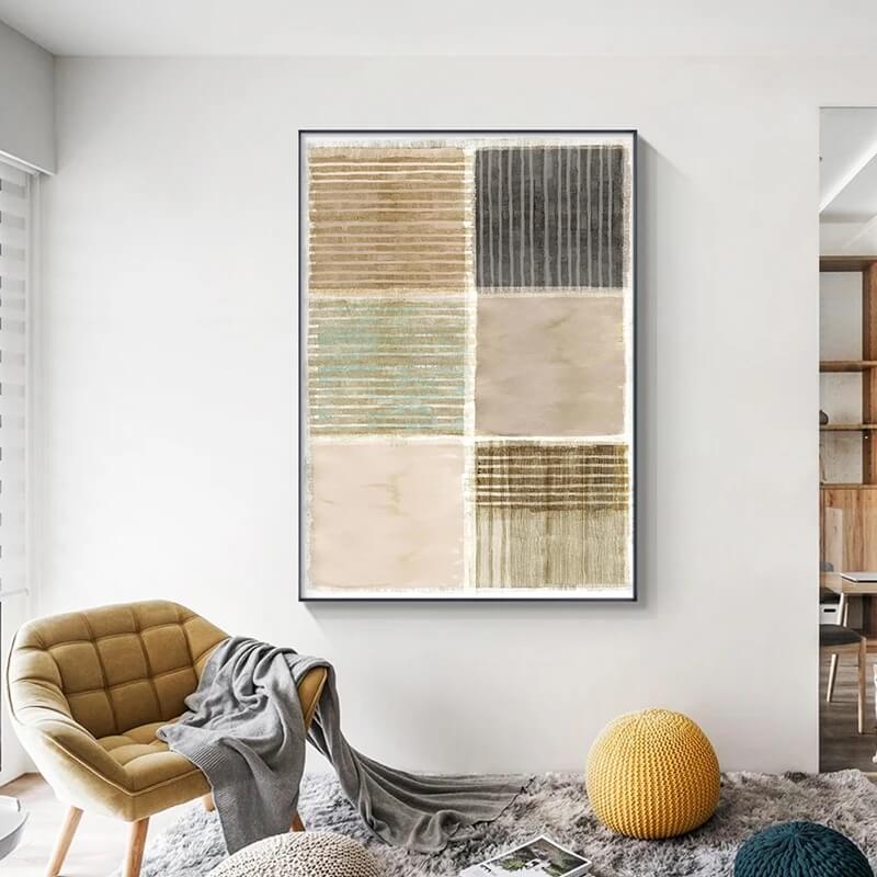 Abstract Minimalist Green Black Beige Brown Canvas Prints