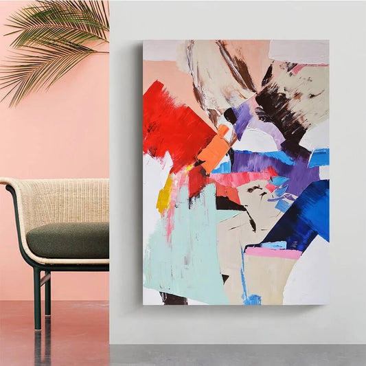 Abstract Modern Red Blue Brush Canvas Prints