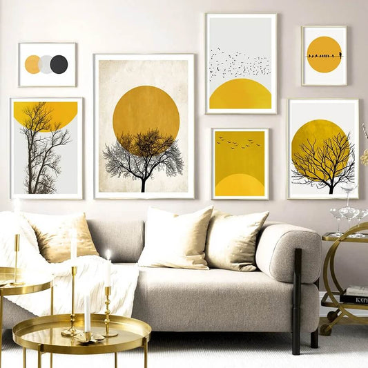 Abstract Tree Sun Wall Art