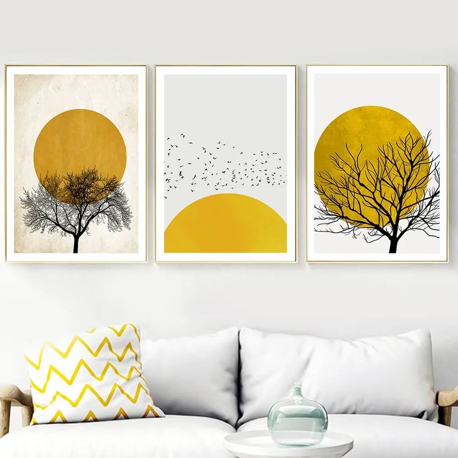Abstract Tree Sun Wall Art