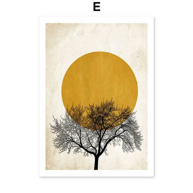 Abstract Tree Sun Wall Art