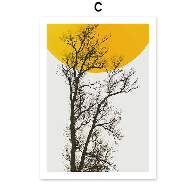 Abstract Tree Sun Wall Art