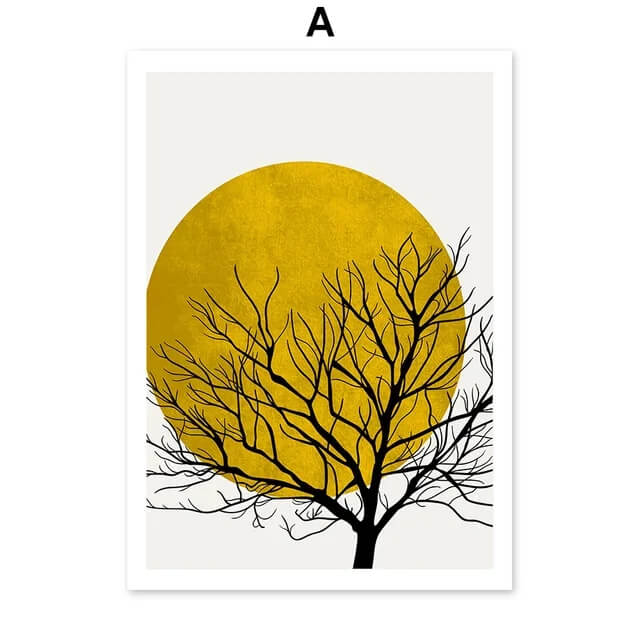 Abstract Tree Sun Wall Art