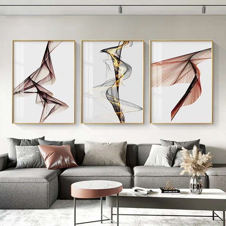Abstract Twisted Lines Minimalist Wall Art Canvas Prints