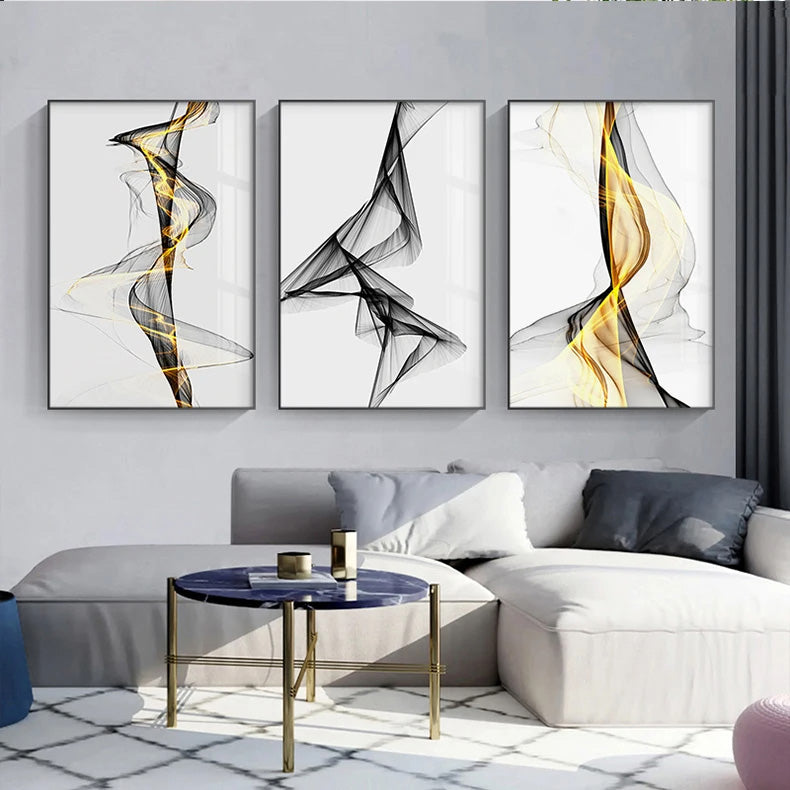 Abstract Twisted Lines Minimalist Wall Art Canvas Prints
