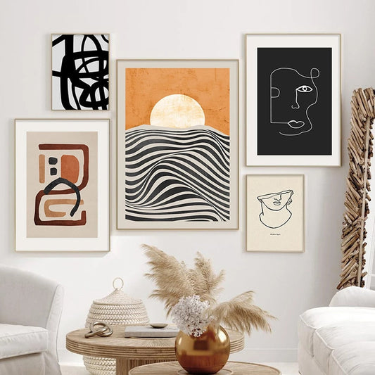 Abstract Vintage Minimalist Gallery Wall Art Canvas Prints
