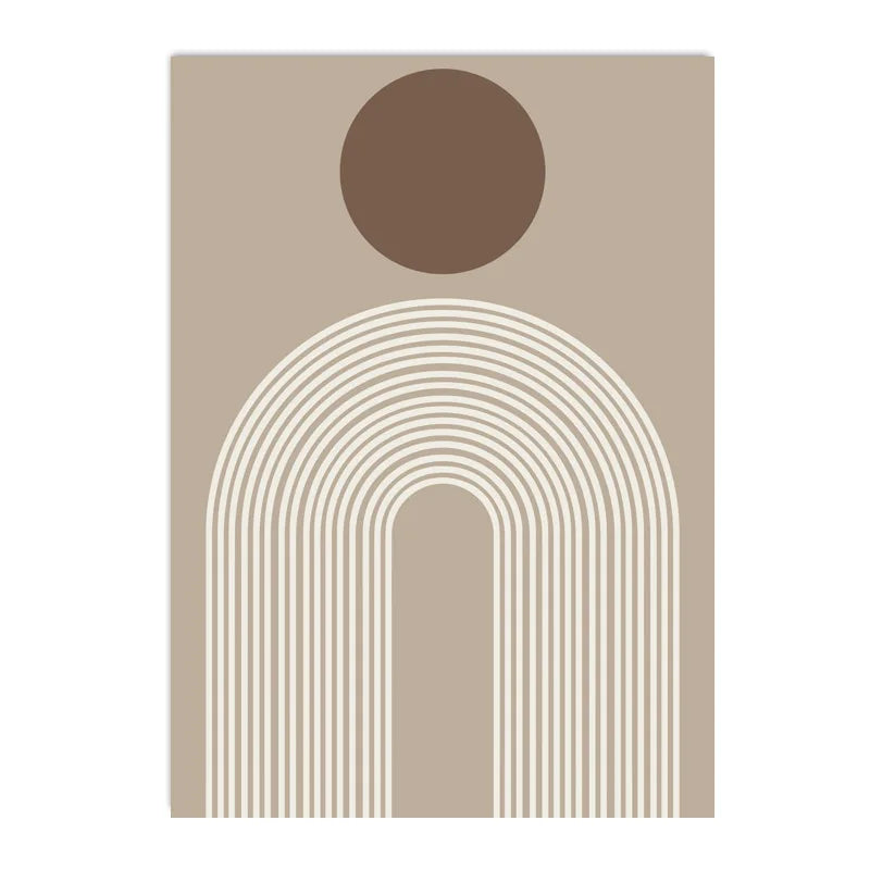 Abstract Beige Brown Minimalist Geometric Wall Art