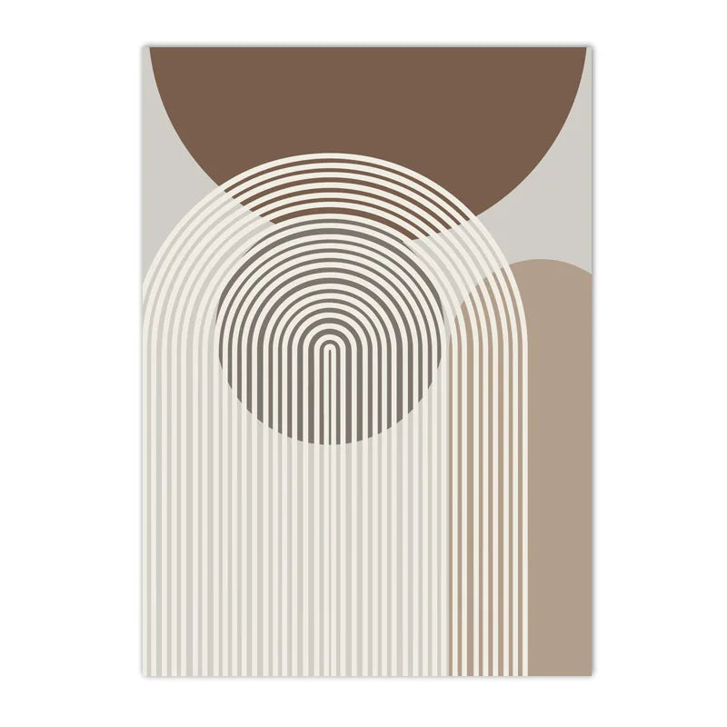 Abstract Beige Brown Minimalist Geometric Wall Art
