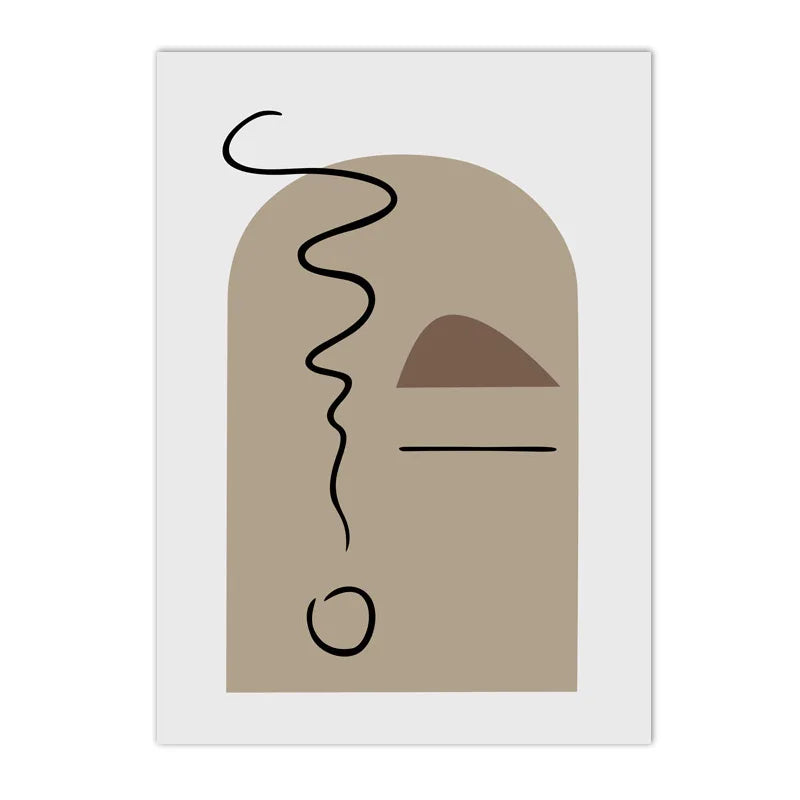 Abstract Beige Brown Minimalist Geometric Wall Art