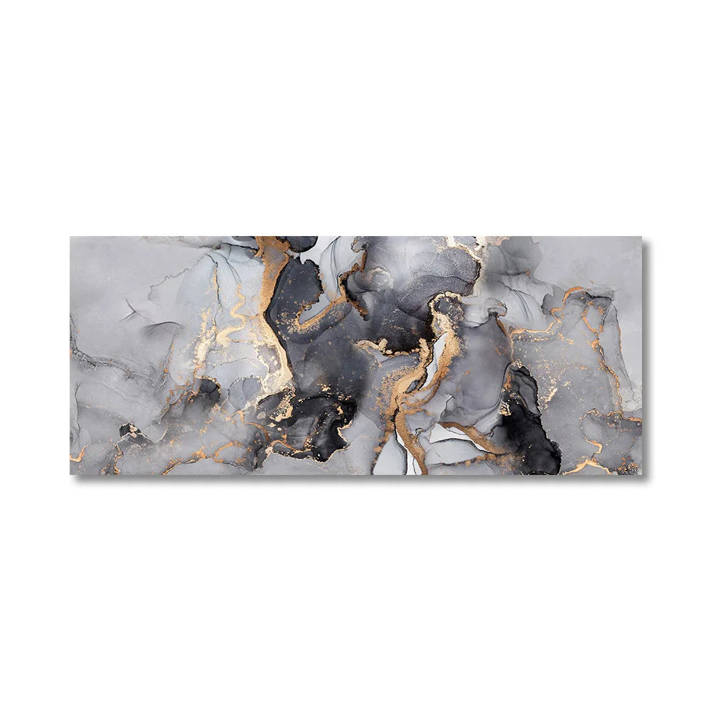 Grey Golden Abstract Marble Large Wall Art Canvas Prints