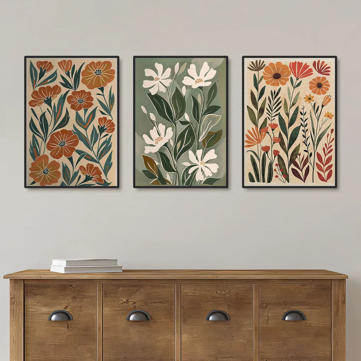 Bohemian Wildflowers Boho Wall Art Canvas Prints