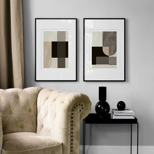 Abstract Geometric Neutral Color Modern Wall Art Canvas Prints