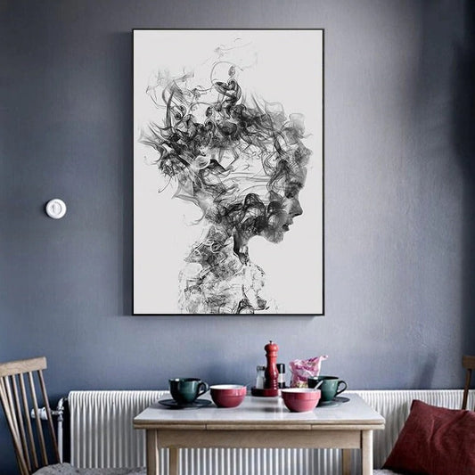 Abstract Girl Black White Portrait Wall Art