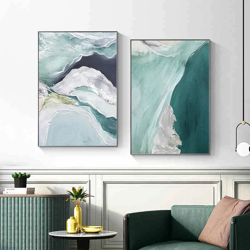 Abstract Green Seascape Wall Art Canvas Prints