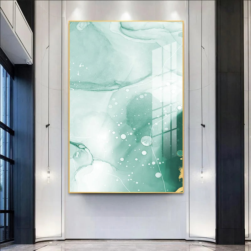 Abstract Green Golden Marble Wall Art Canvas Prints