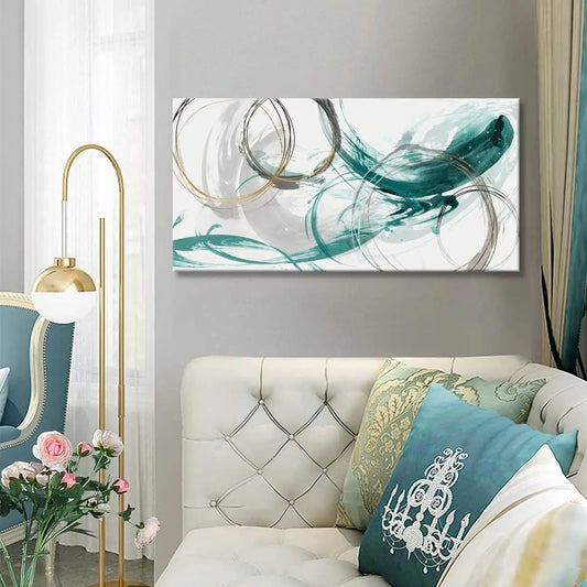 Abstract Golden Green Flowing Wall Art Canvas Prints