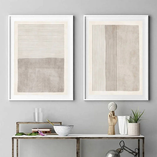Abstract Nordic Beige Gray Minimalist Canvas Print