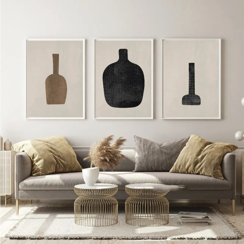 Vintage Still Life Vases Minimalist Wall Art  Canvas Prints