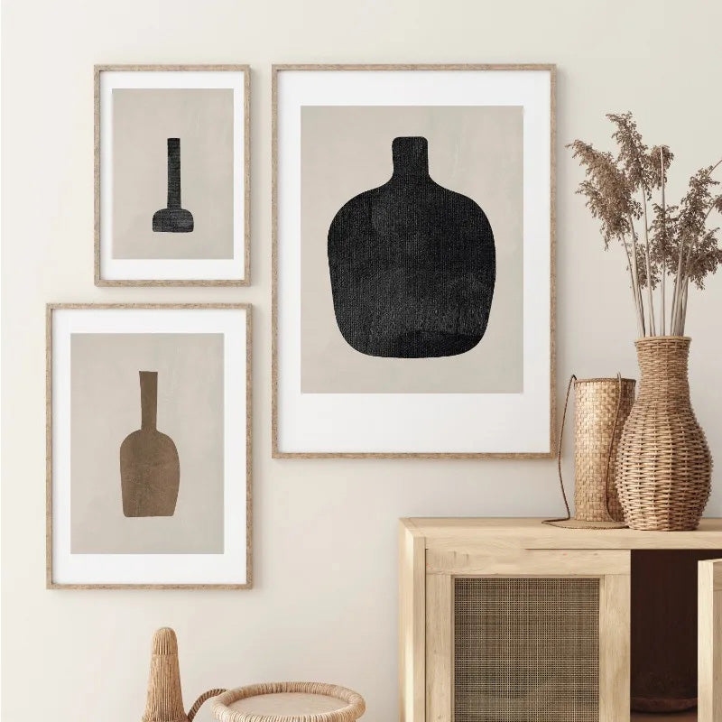 Vintage Still Life Vases Minimalist Wall Art  Canvas Prints