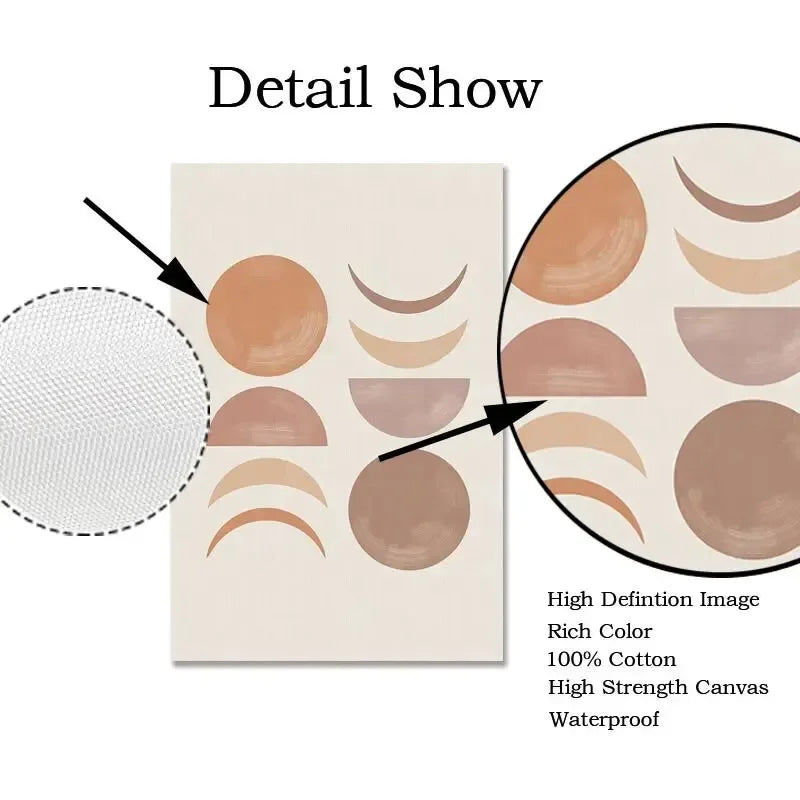 Abstract Sun Moon Phases Boho Wall Art Canvas Prints