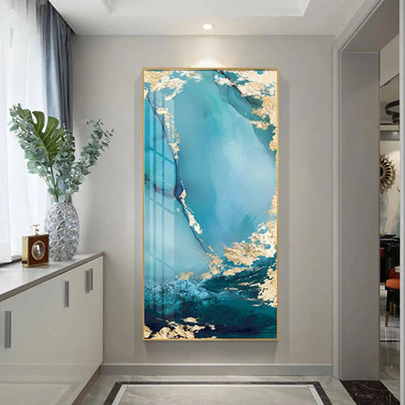 Abstract Green Golden Marble Wall Art Canvas Print