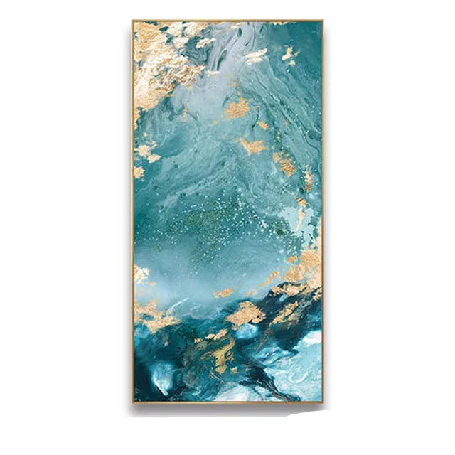 Abstract Green Golden Marble Wall Art Canvas Print