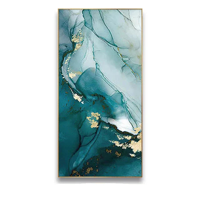 Abstract Green Golden Marble Wall Art Canvas Print