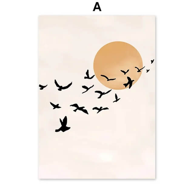 Beach Palm Tree Surf Bird Boho Wall Art