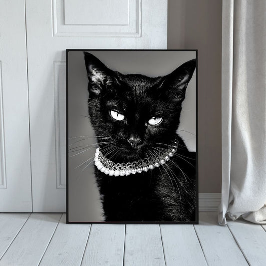 Black Cat Halloween Wall Art Canvas Print