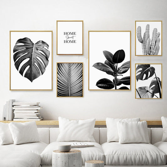 Black White Minimalist Botanic Canvas Prints