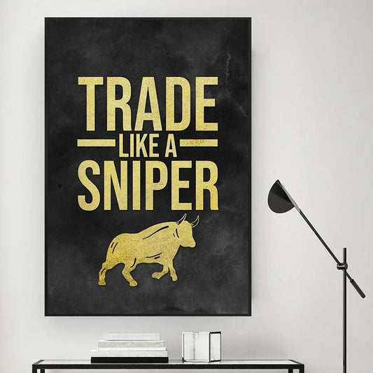 Black And Gold Motivational Stock Market Quotes Canvas Prints