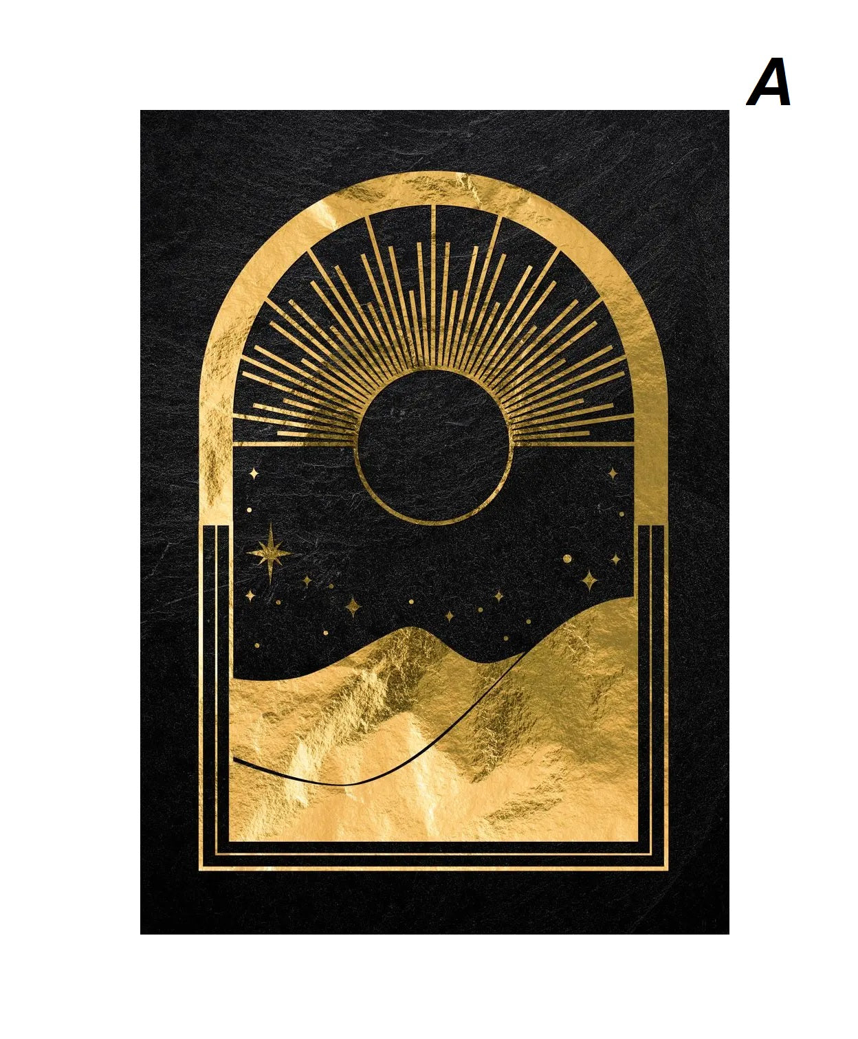 Black Gold Sun Moon Tarot Card Wall Art