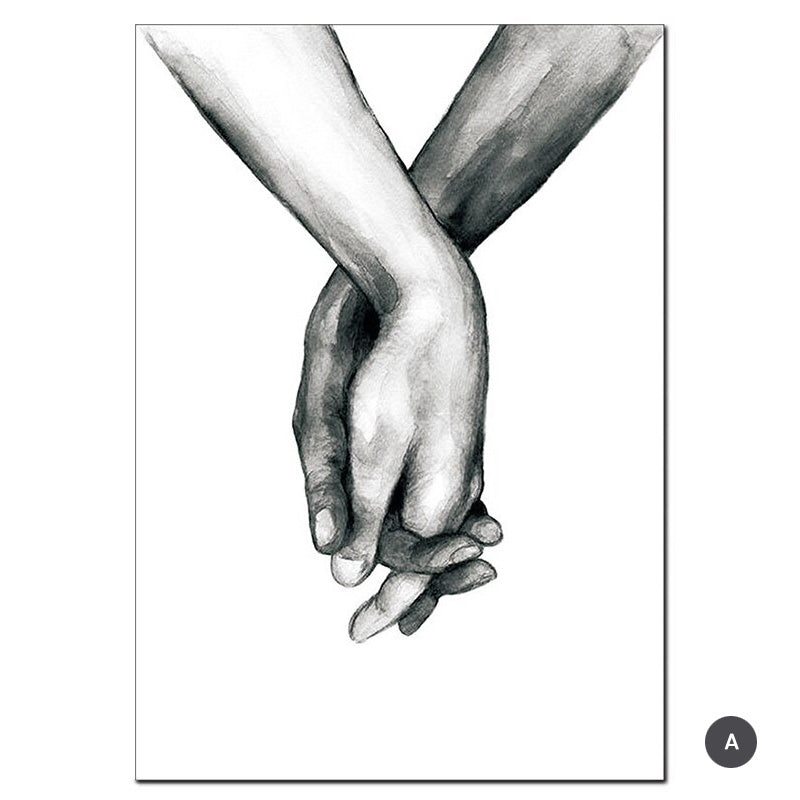 Black & White Love Hands Heart Canvas Prints