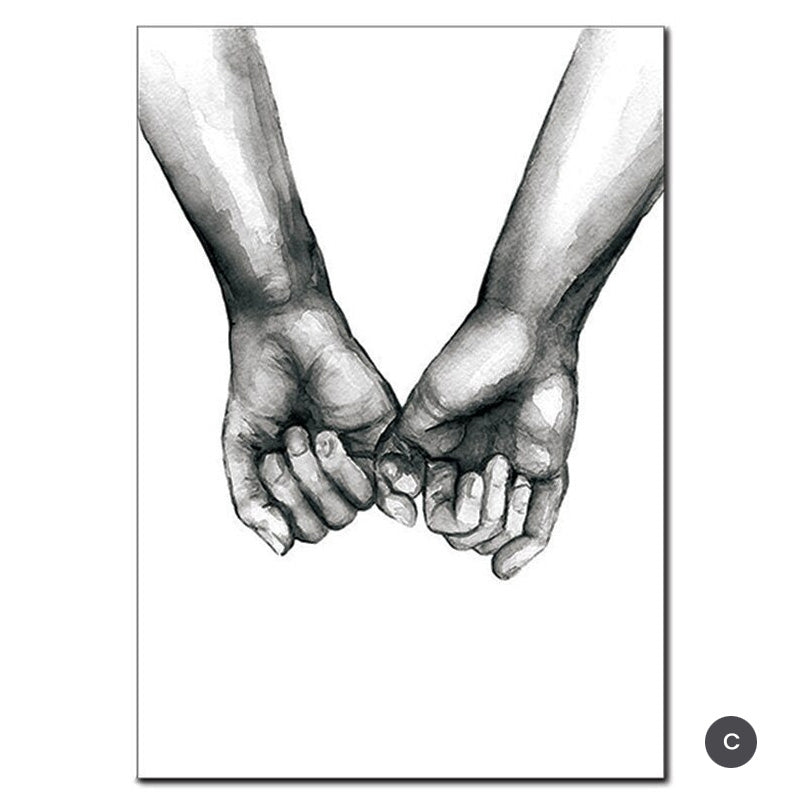 Black & White Love Hands Heart Canvas Prints