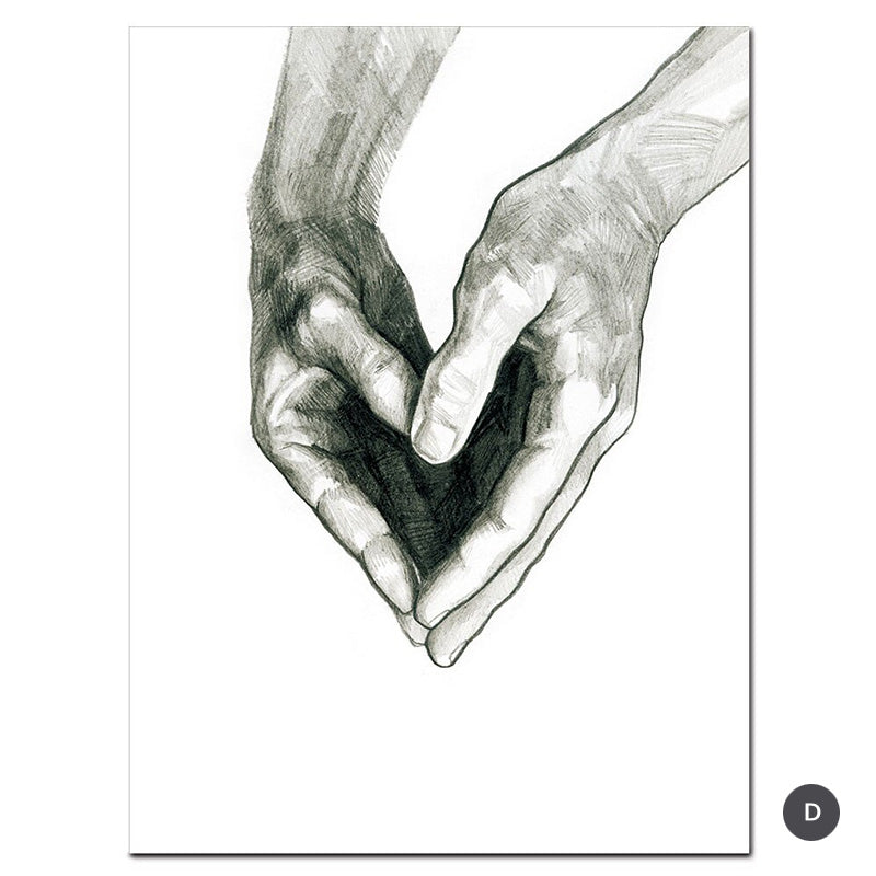 Black & White Love Hands Heart Canvas Prints