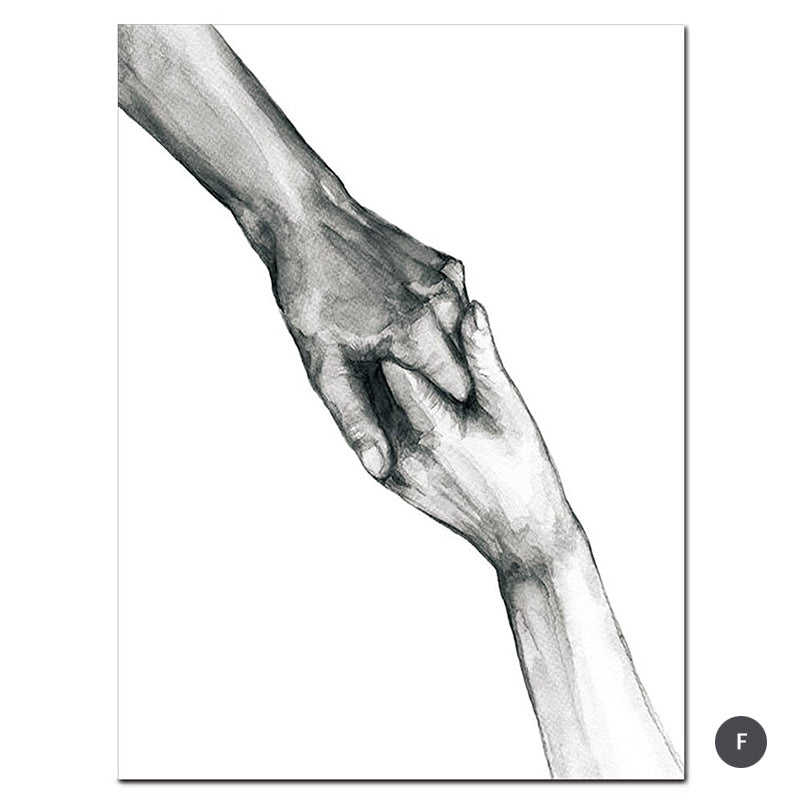 Black & White Love Hands Heart Canvas Prints