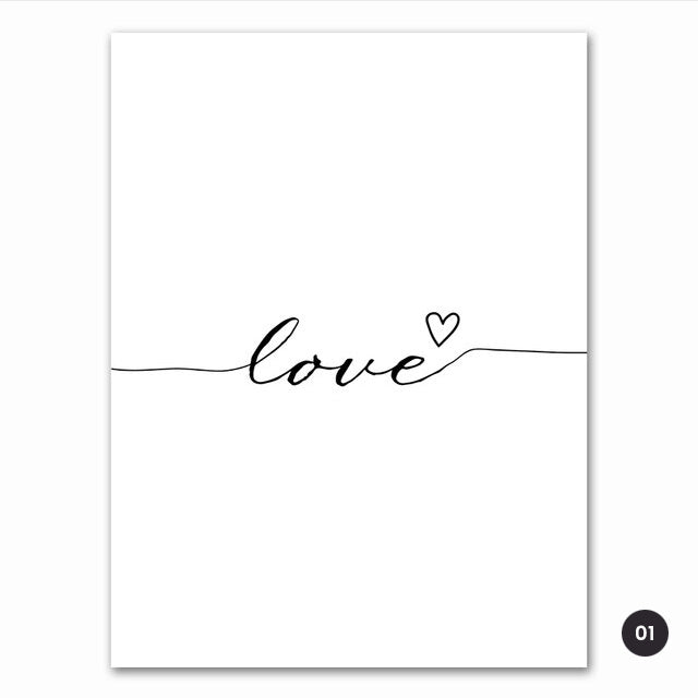 Black White Pineapple Minimalist Love Quote Canvas Prints