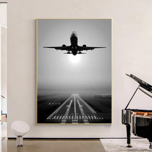 Black and White Plane Canvas Print