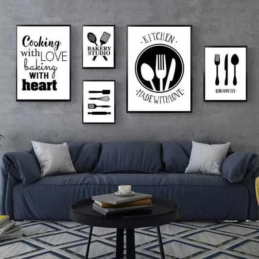 Black and White Cooking Quotes Canvas Prints