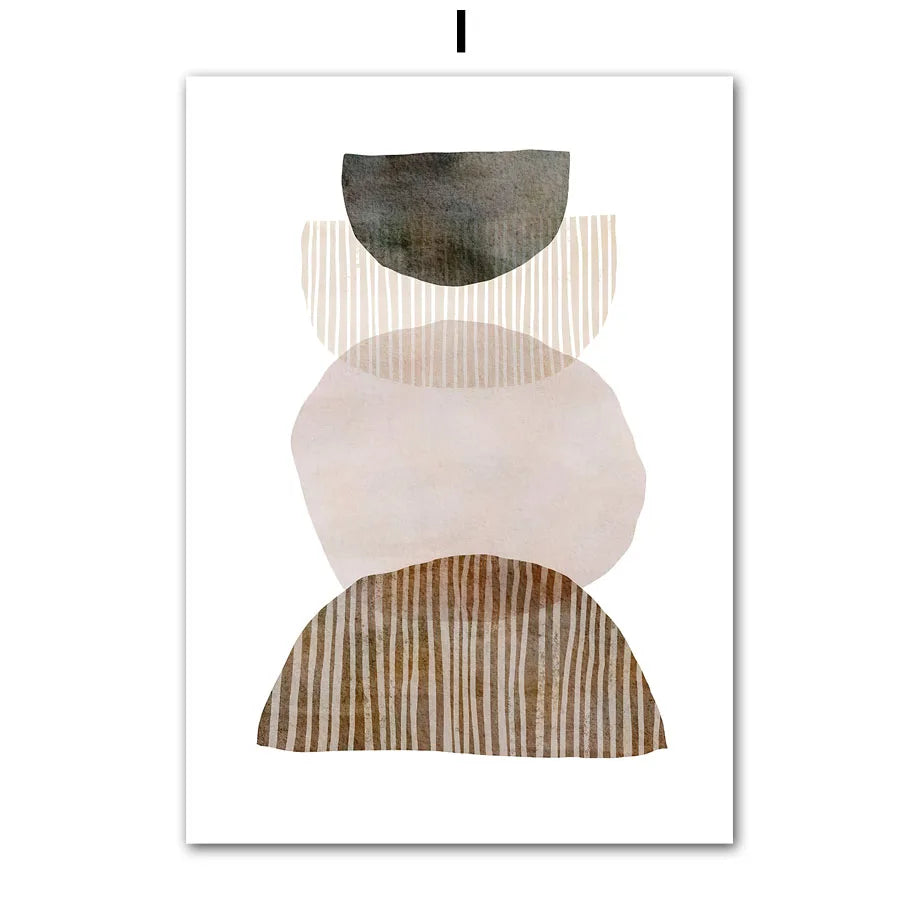 Bohemian Abstract Sun Leaf Pastel Neutral Wall Art Canvas Print  Art