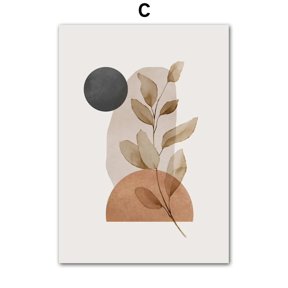 Bohemian Abstract Sun Leaf Pastel Neutral Wall Art Canvas Print  Art