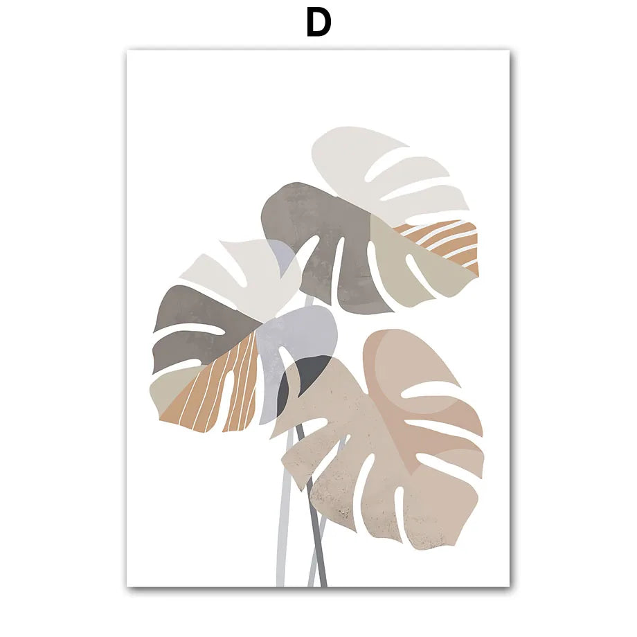 Bohemian Abstract Sun Leaf Pastel Neutral Wall Art Canvas Print  Art