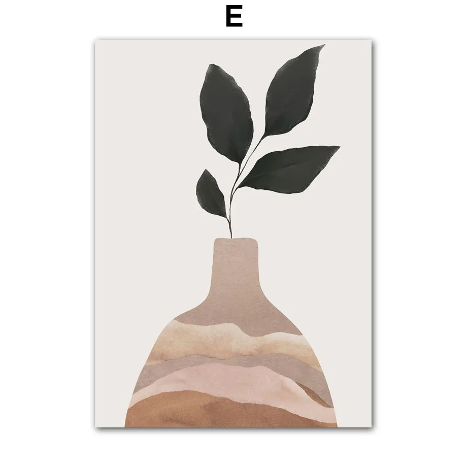 Bohemian Abstract Sun Leaf Pastel Neutral Wall Art Canvas Print  Art