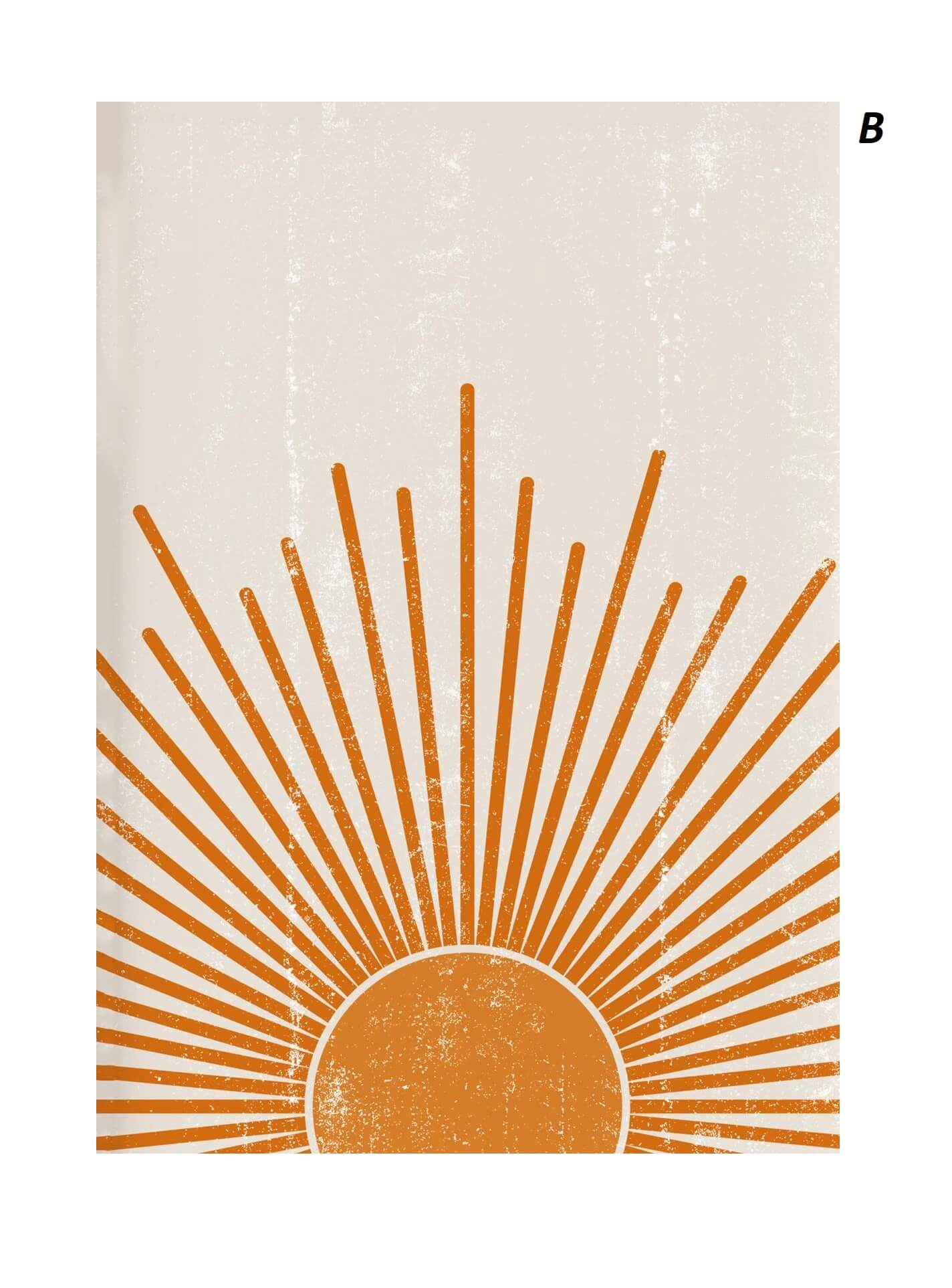 Beige poster with orange sunburst design