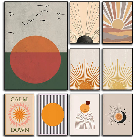 Bohemian Sun Mid Century Boho Canvas Print Wall Art