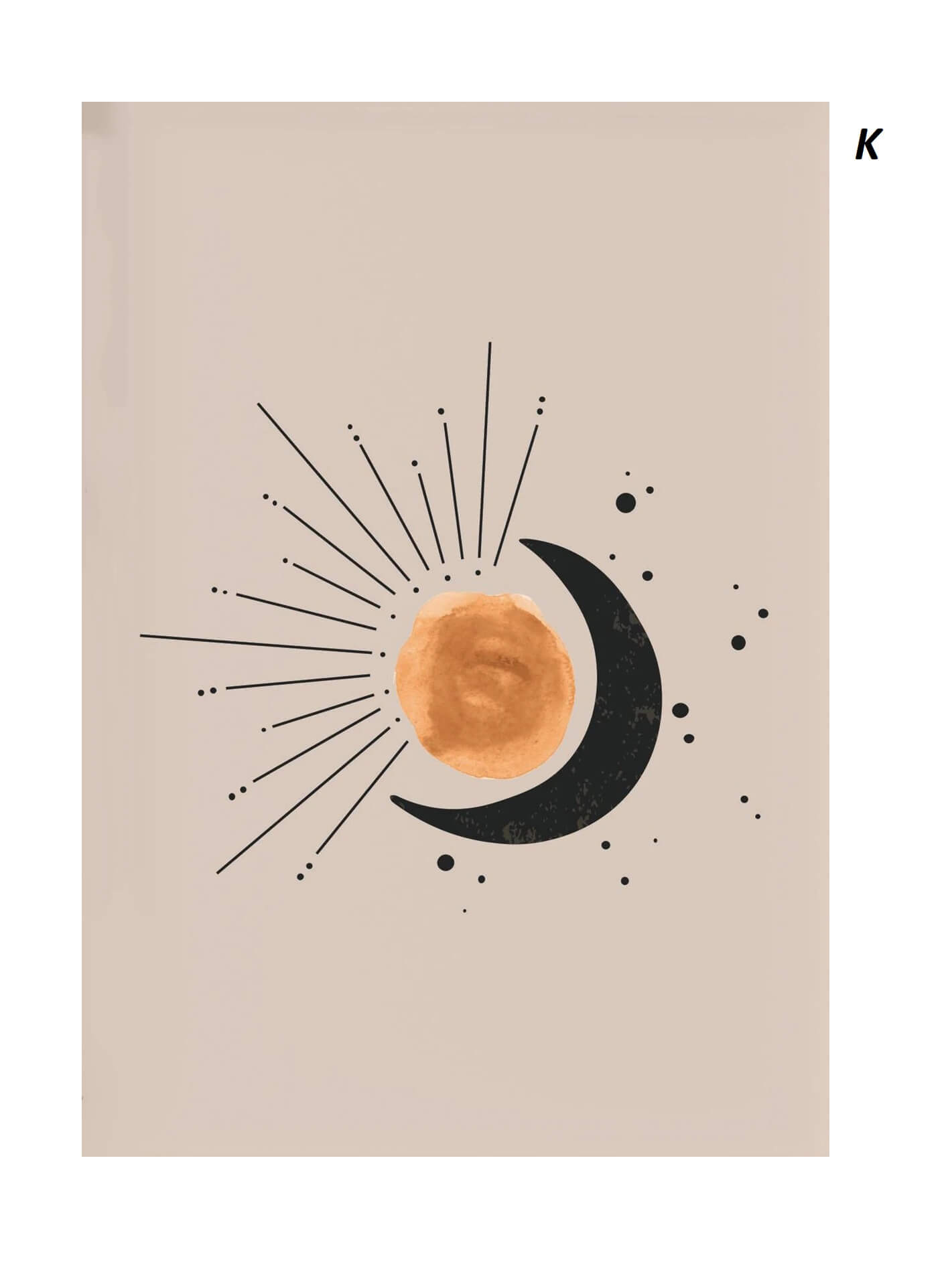 Decorative poster with a sun and moon design on a beige background