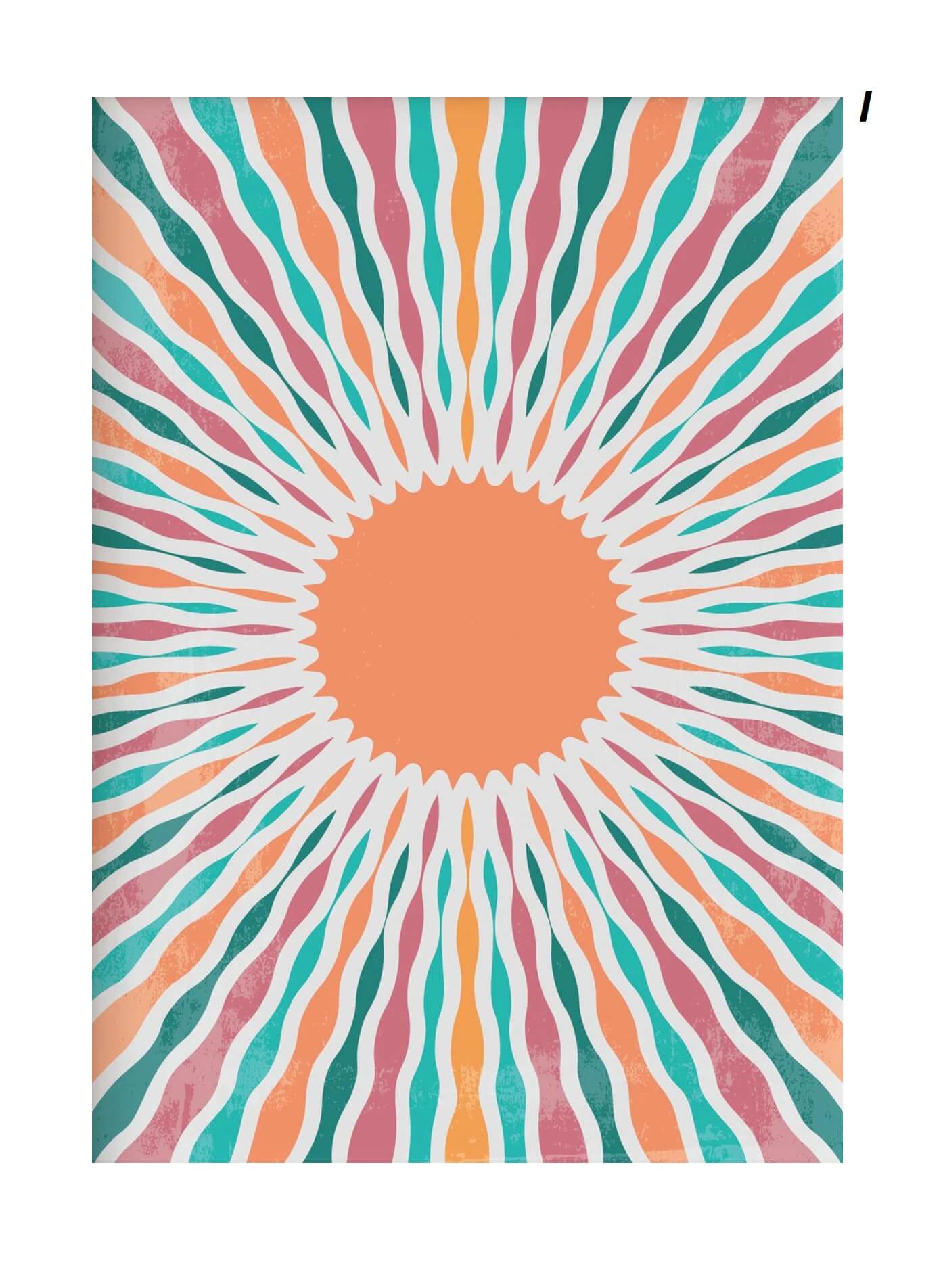 Colorful sunburst pattern on a white background